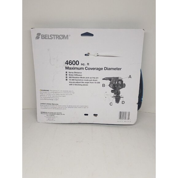 Belstrom Plastic Impulse Adjust Sprinkler Head 4600 sq ft Diameter 360° Rotation - Picture 2 of 2